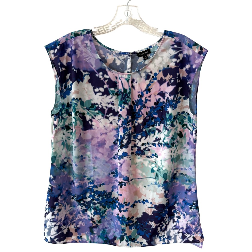 NWT Talbots Women's Purple Watercolor Sleeveless Blouse in Size 10